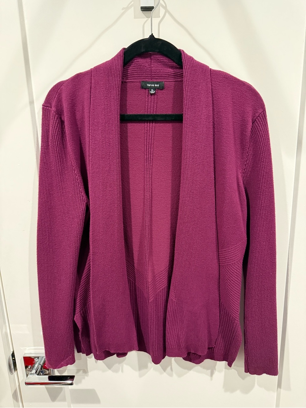 Verve Ami Open-Front Purple Cardigan Sweater, Size XL